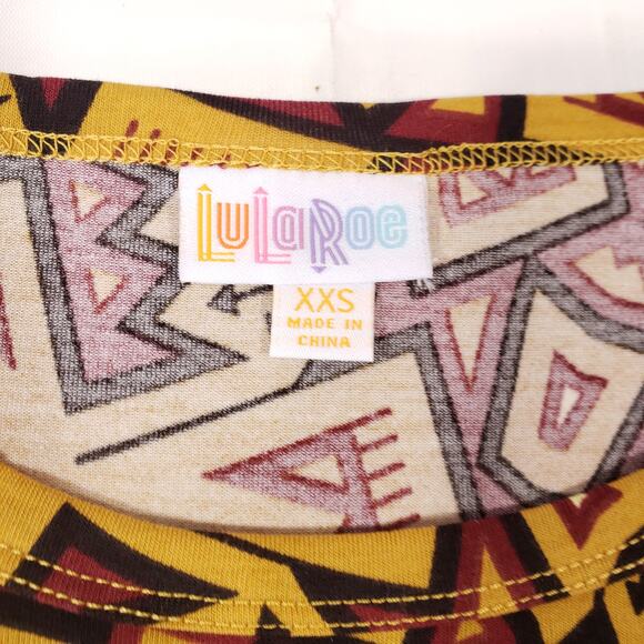 Lularoe Julia Bodycon Dress Short Sleeve Size XXS Print Knee Length Boho Art Mom - Picture 4 of 13